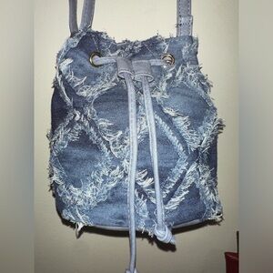 Denim bucket bag, small, adorable, Jean, blue. New.
